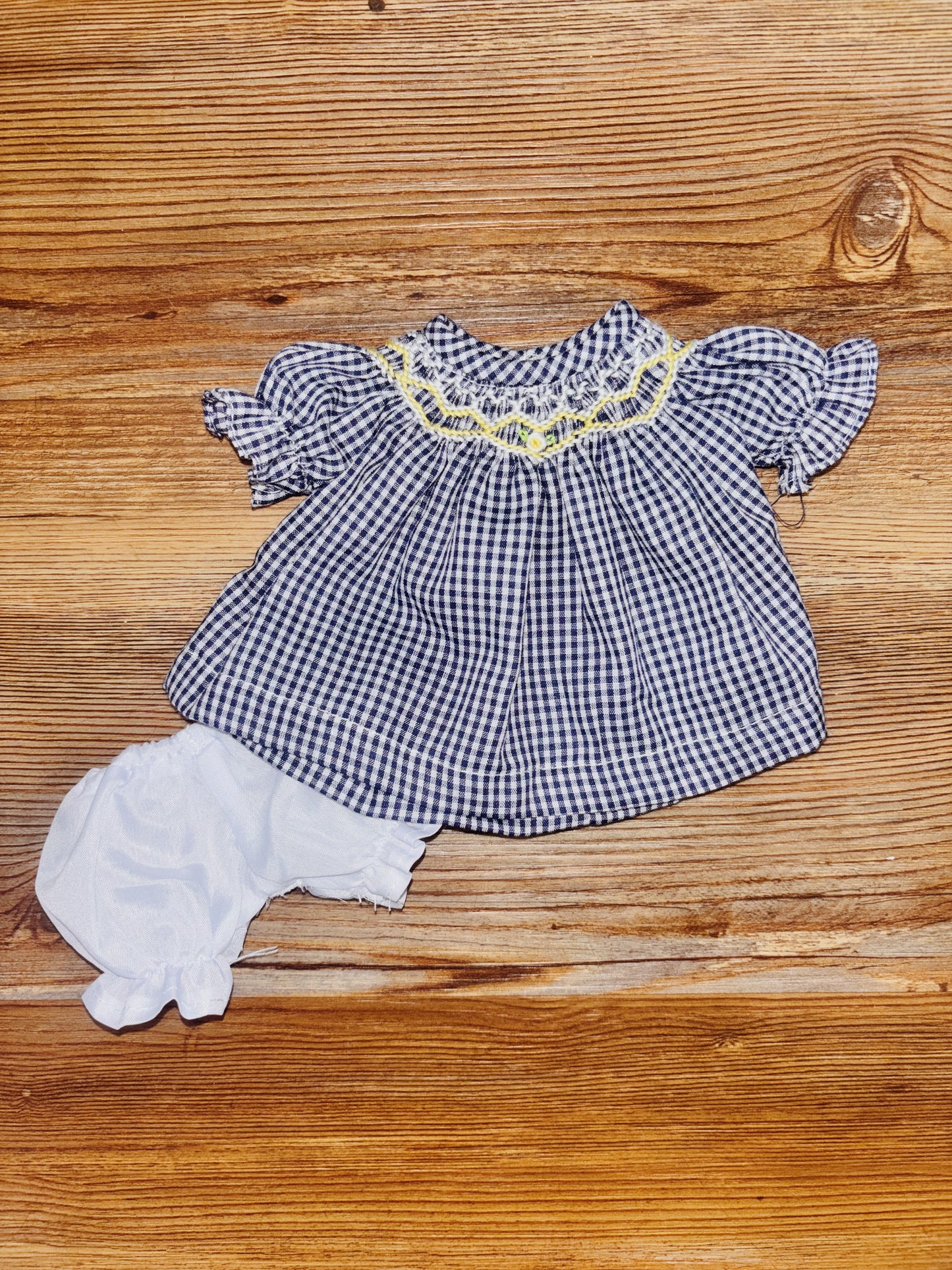 Navy Gingham Smocked Dress