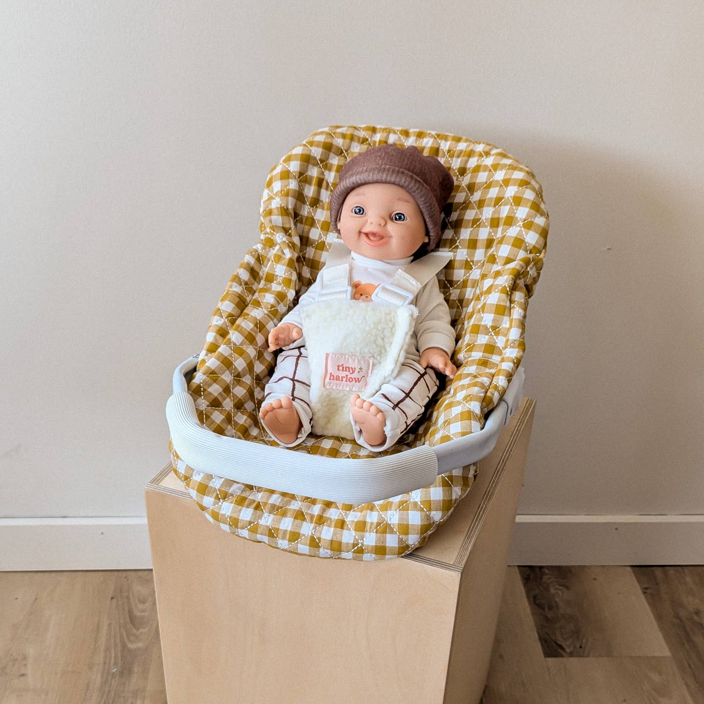 Mustard Gingham Car Seat
